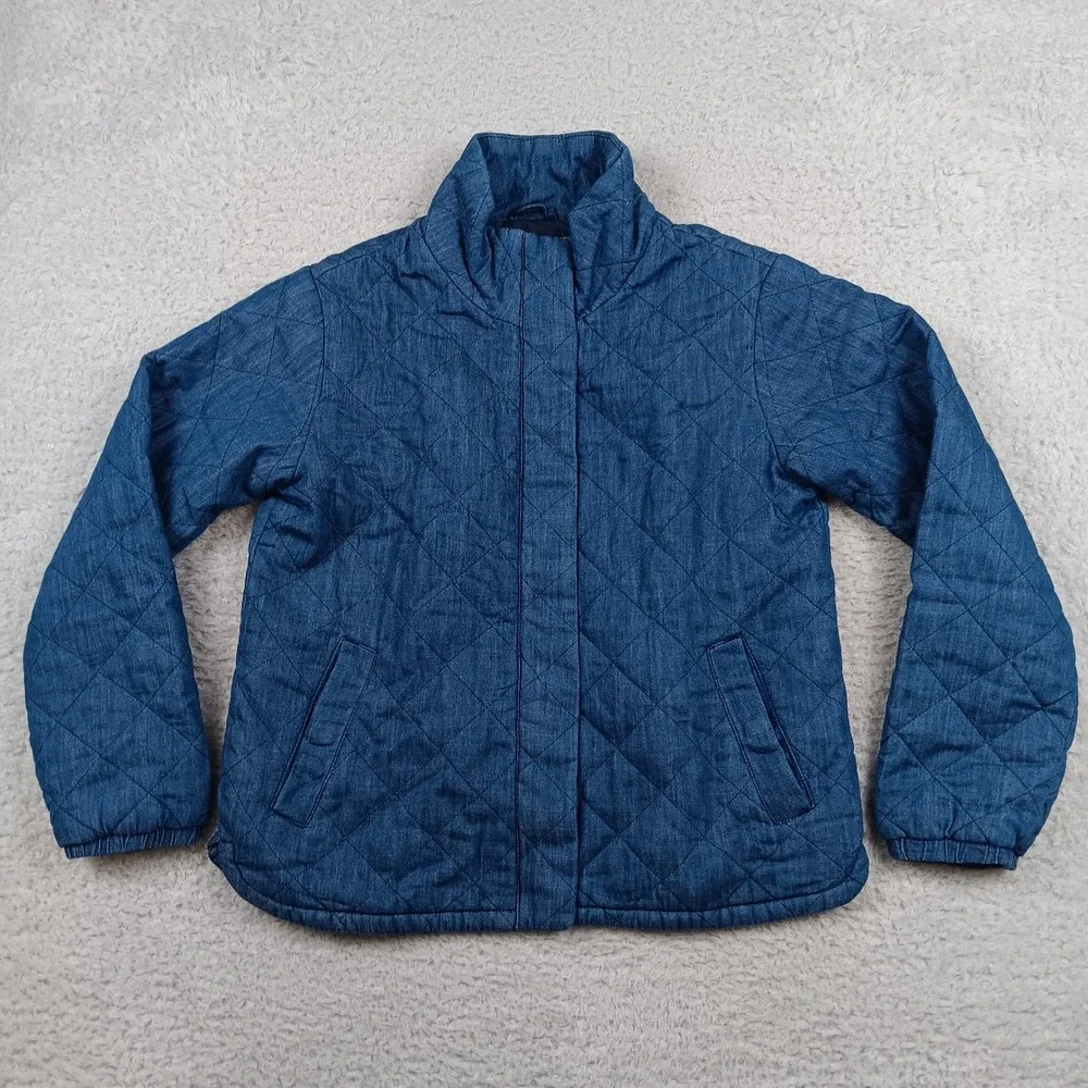 Old Navy Jacket Quilted Denim Women S Blue Diamond Padded 645669-00